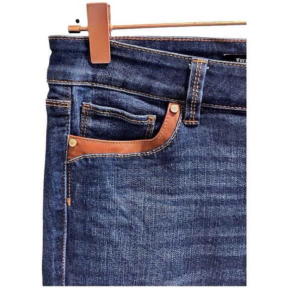 White House Black Market Skimmer Low Rise Stretch Ankle Zip Denim Jeans Size 0 - Picture 3 of 8